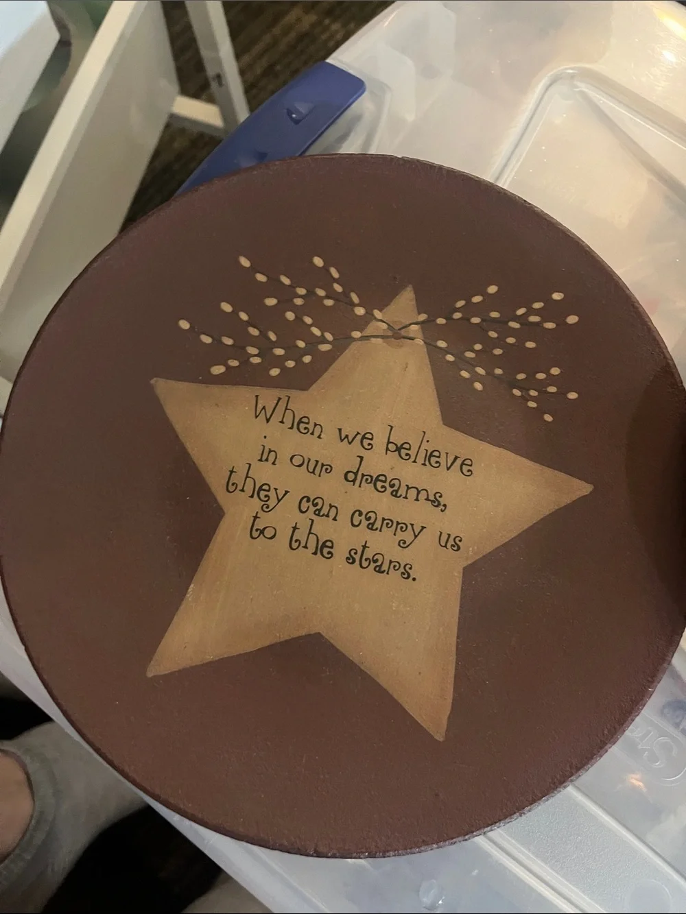 Vintage Hand Painted Decorative Brown Star Plaque Wall Accents (Set of 2)175
